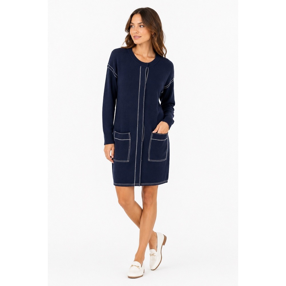 Banana Republic Knit Dress Small Blue Button‎ Up Workwear Classic